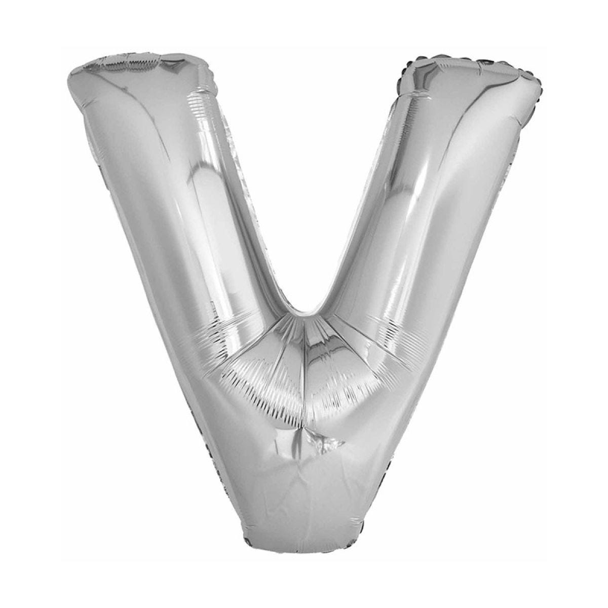 V Silver Letter Balloon - 34" Foil