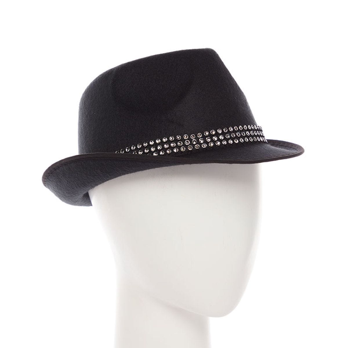 Black Trilby Gemstone Hat