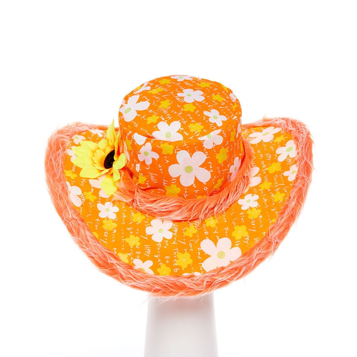 Floral Orange Hat with Sunflower