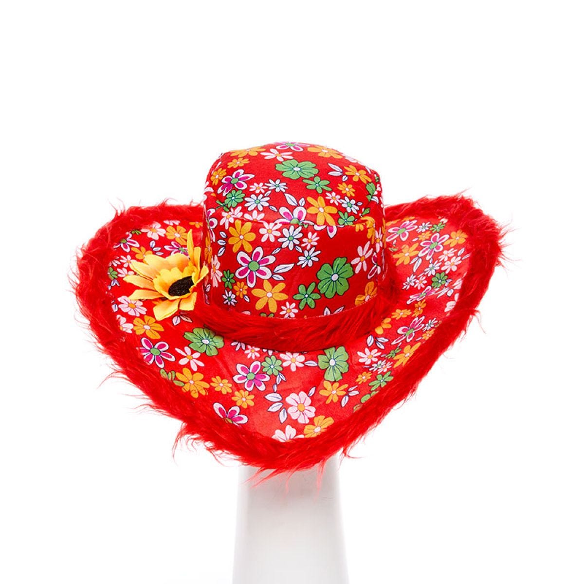 Floral Red Hat with Sunflower