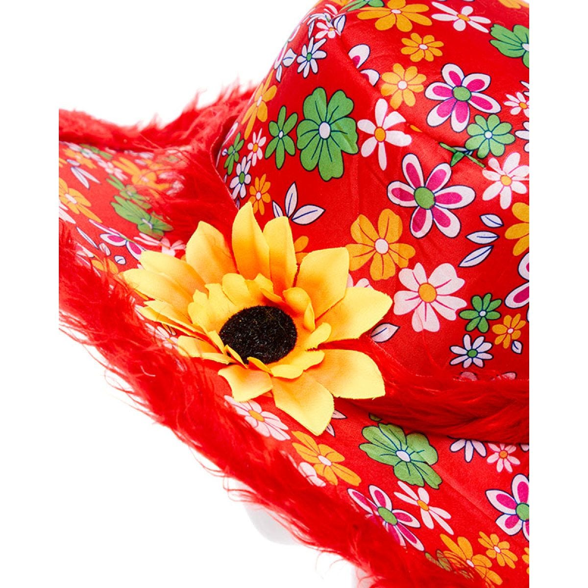 Floral Red Hat with Sunflower