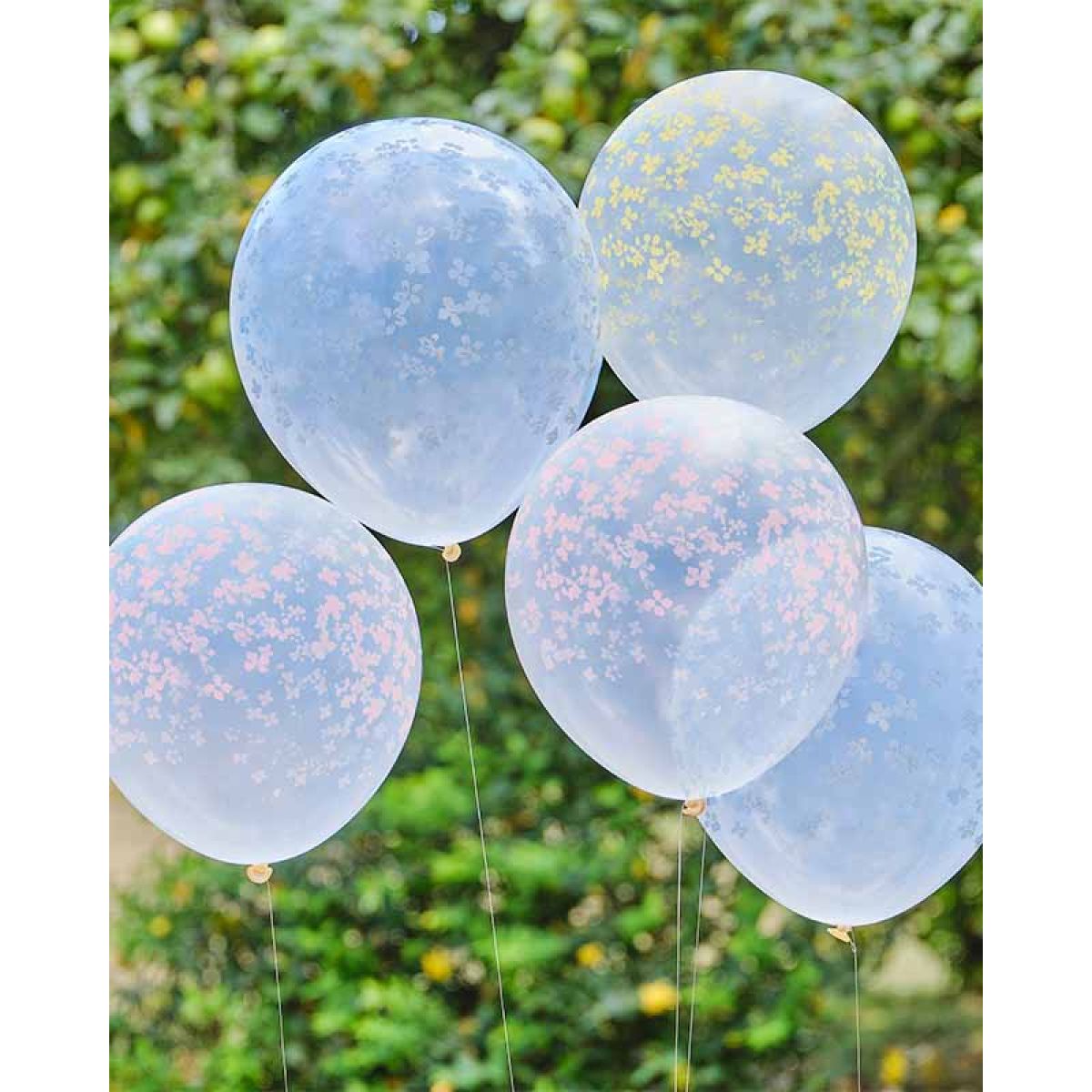 Pastel Printed Flower Latex Balloons - 12" (5pk)