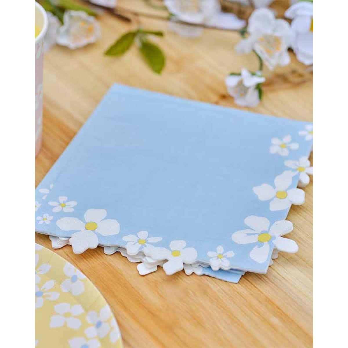 Flower Edge Floral Napkins - 16cm (16pk)