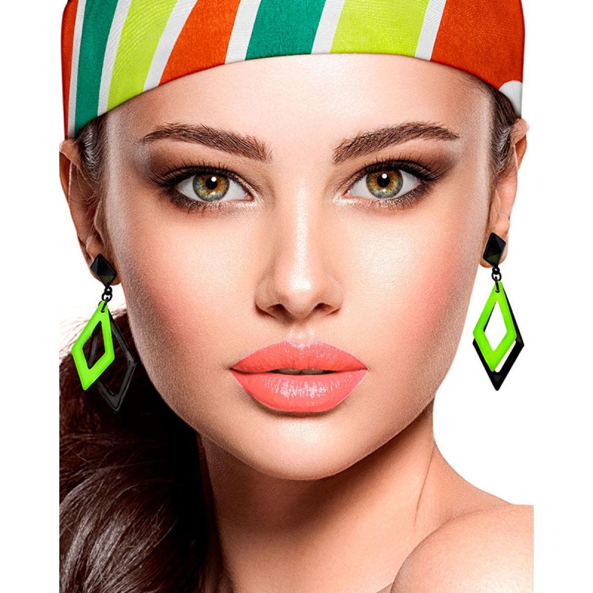 Neon Green 80s Earrings