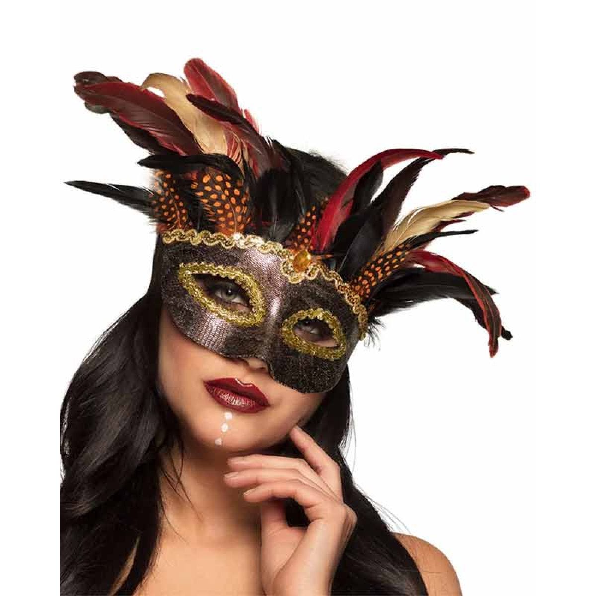 Snakeskin Feathered Masquerade Mask