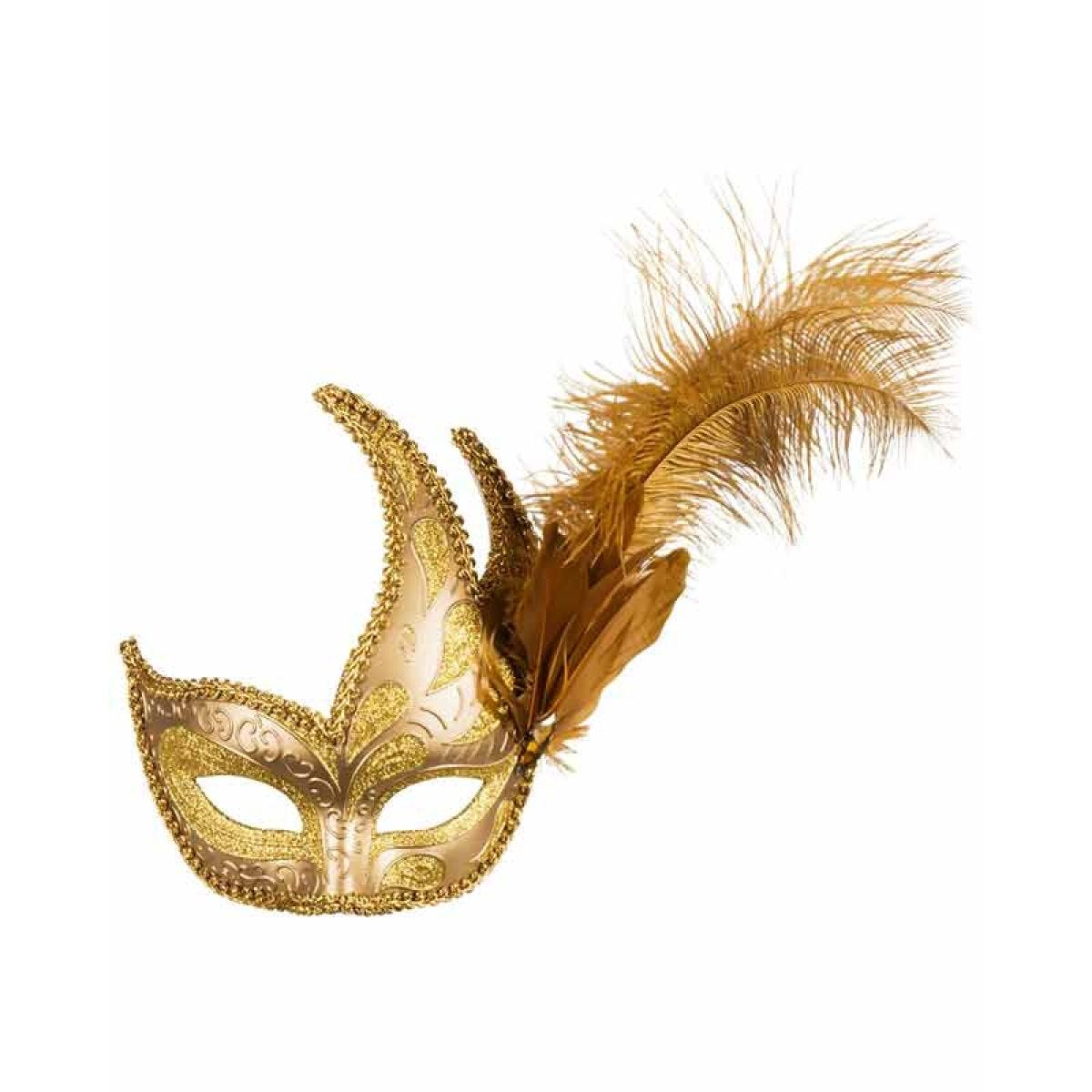 Gold Masqurade Feather Mask
