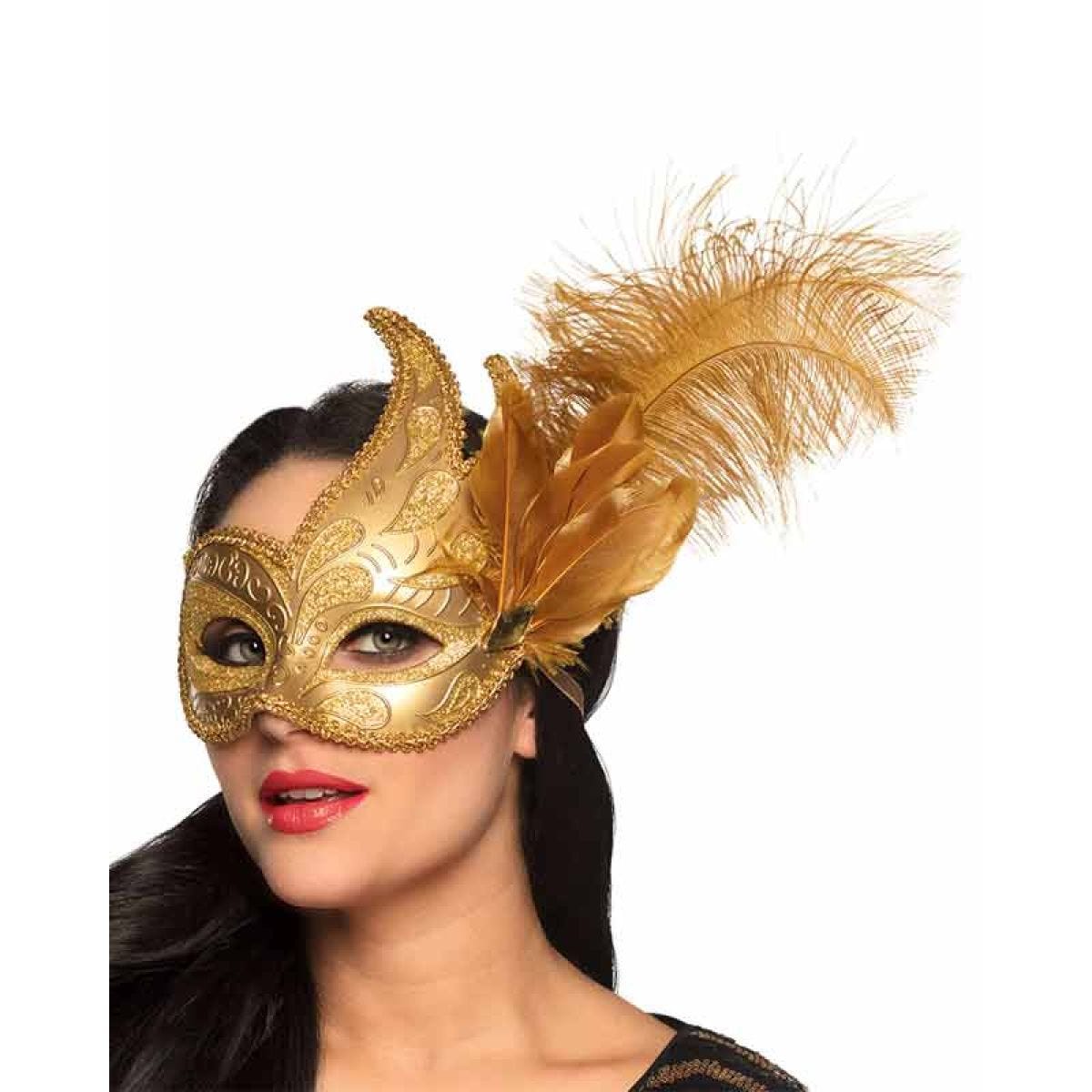 Gold Masqurade Feather Mask