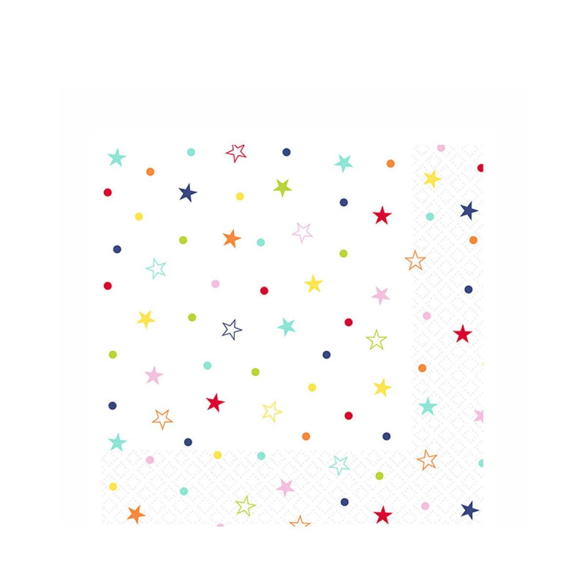 Multi Coloured Star Print Paper Napkins 33cm (20pk)