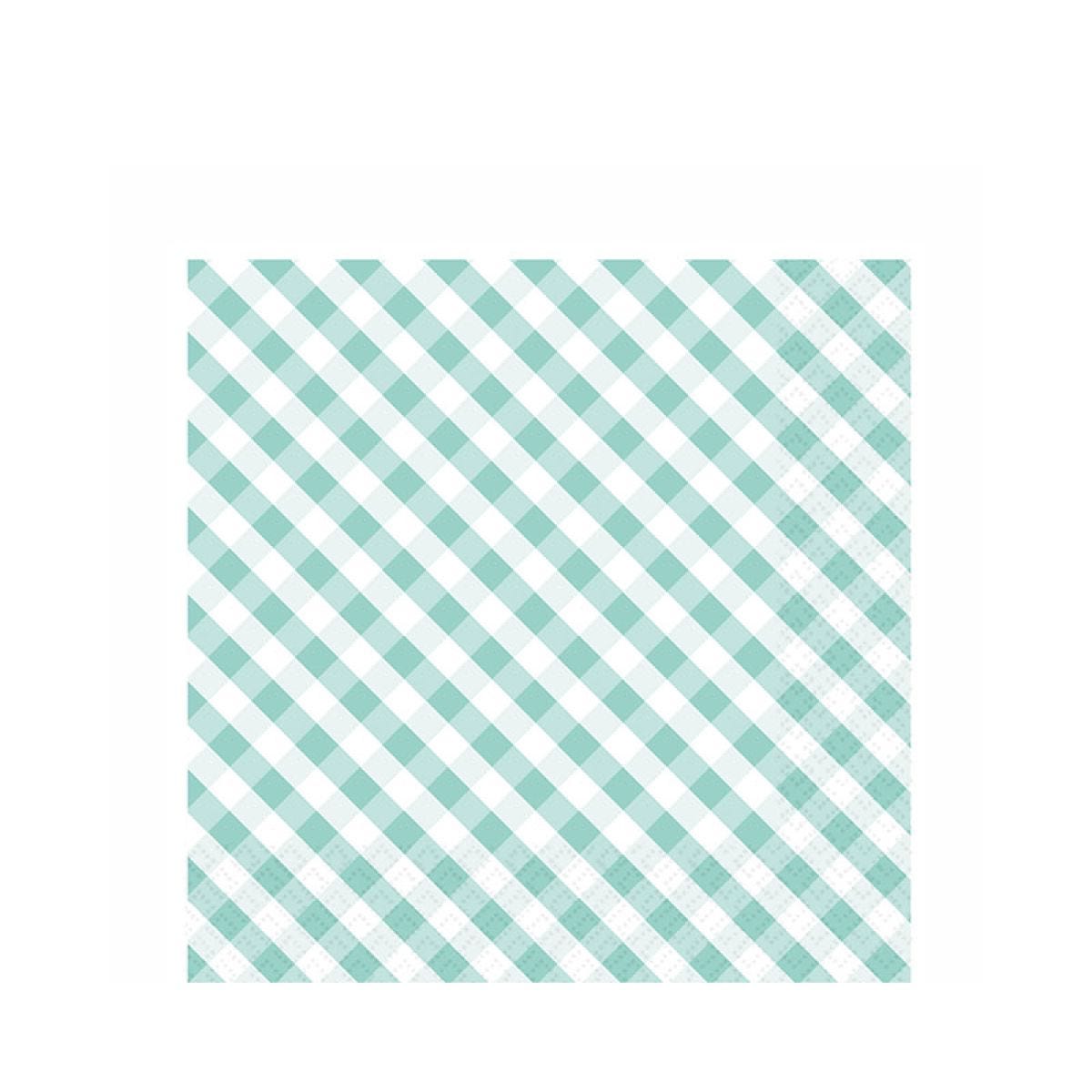 Duck Egg Gingham Paper Napkins 33cm (20pk)