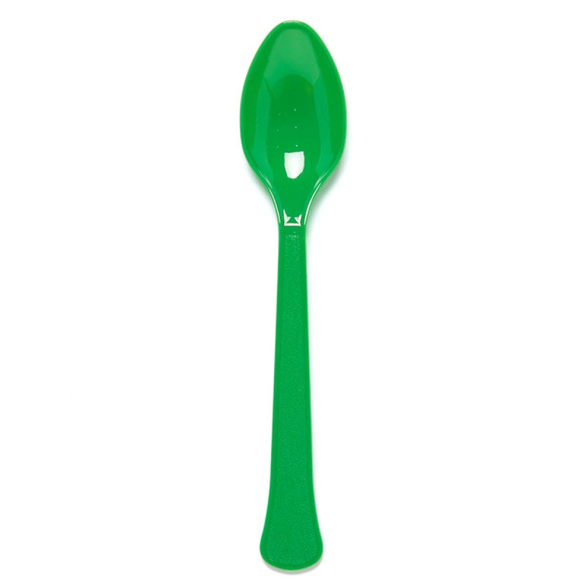 Green Reusable Plastic Spoons (24pk)