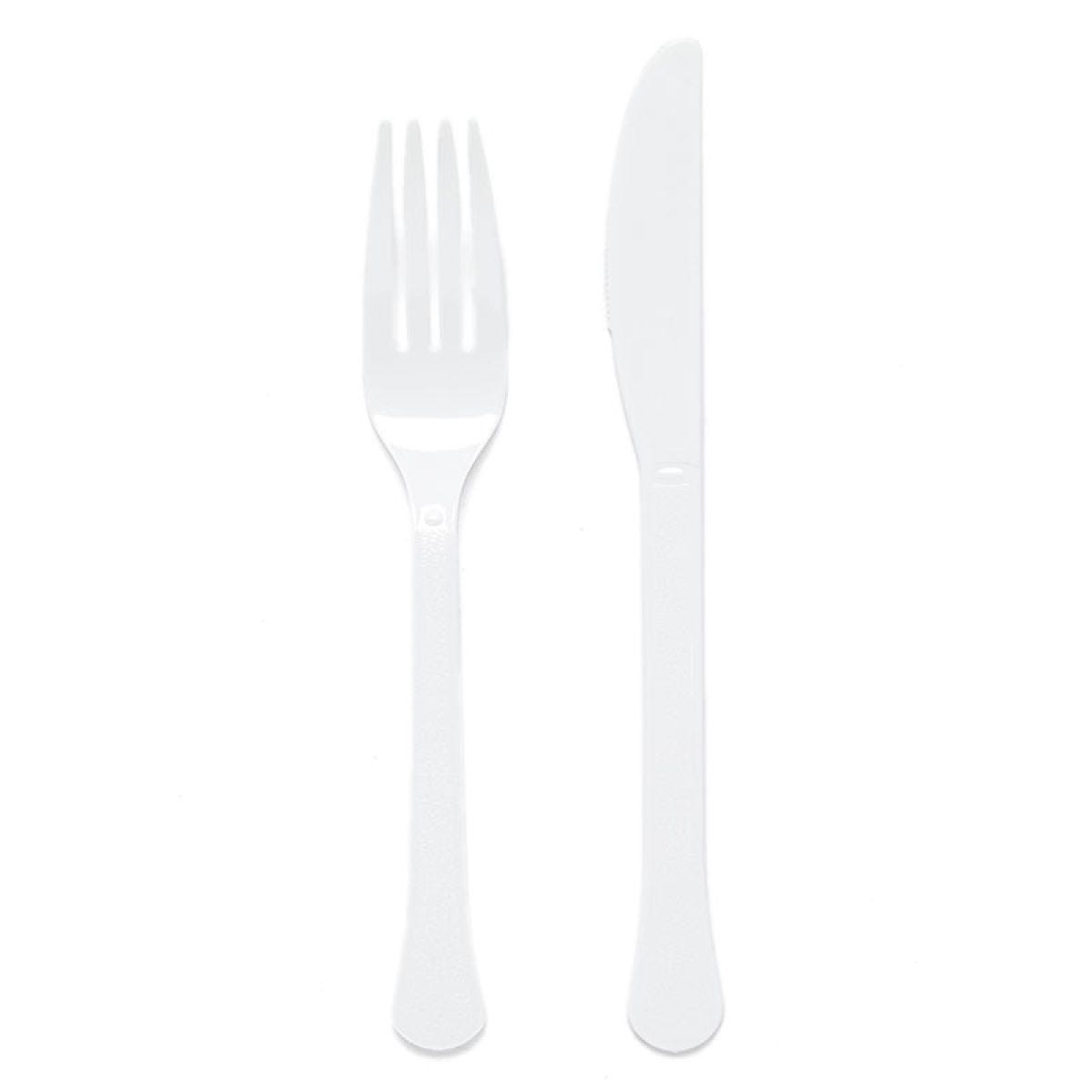 White Reusable Plastic Cutlery Set (24pk)