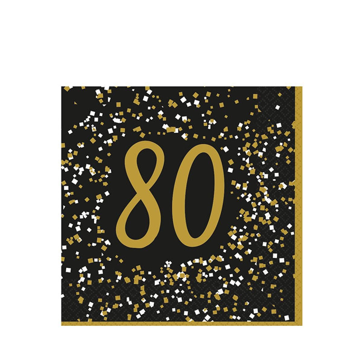 Gold Celebration 80th Paper Napkins 33cm (16pk)