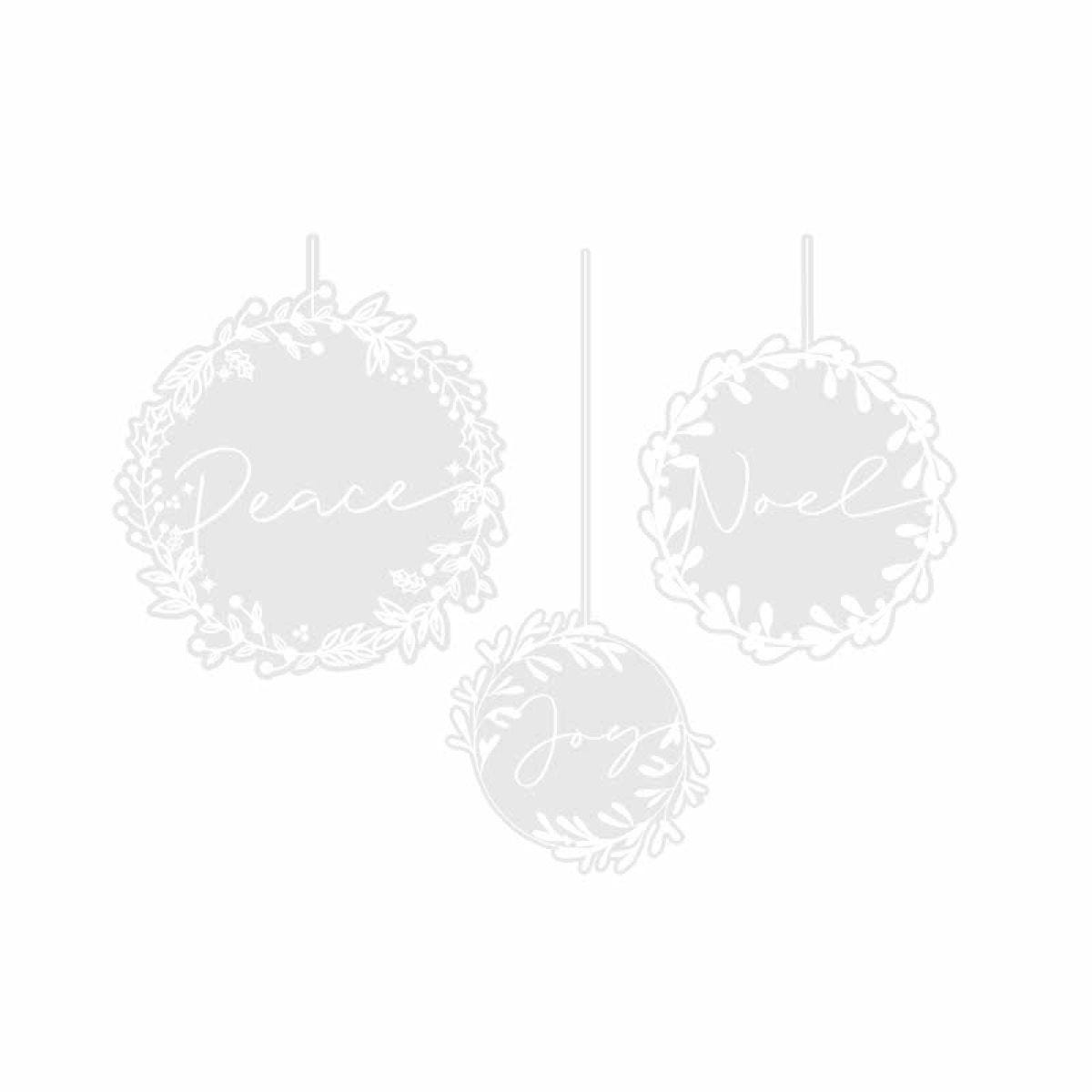 White Wreath Christmas Window Stickers (3pk)