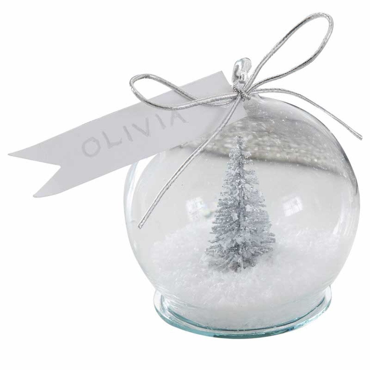 Silver Tree Snow Globe Christmas Place Cards - 6cm (4pk)