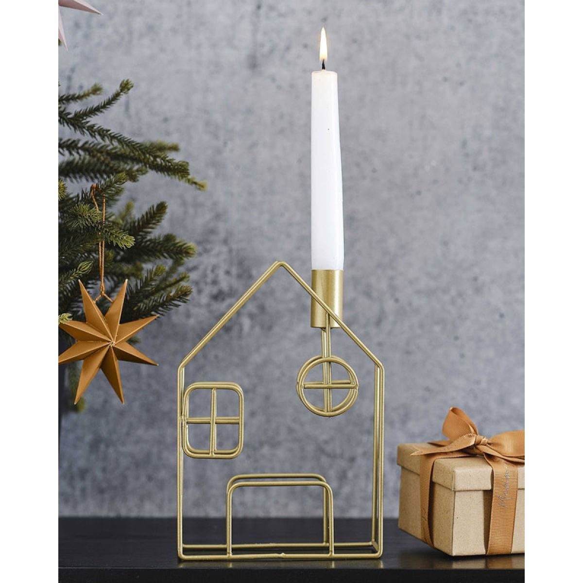 Metal House Dinner Candle Holder