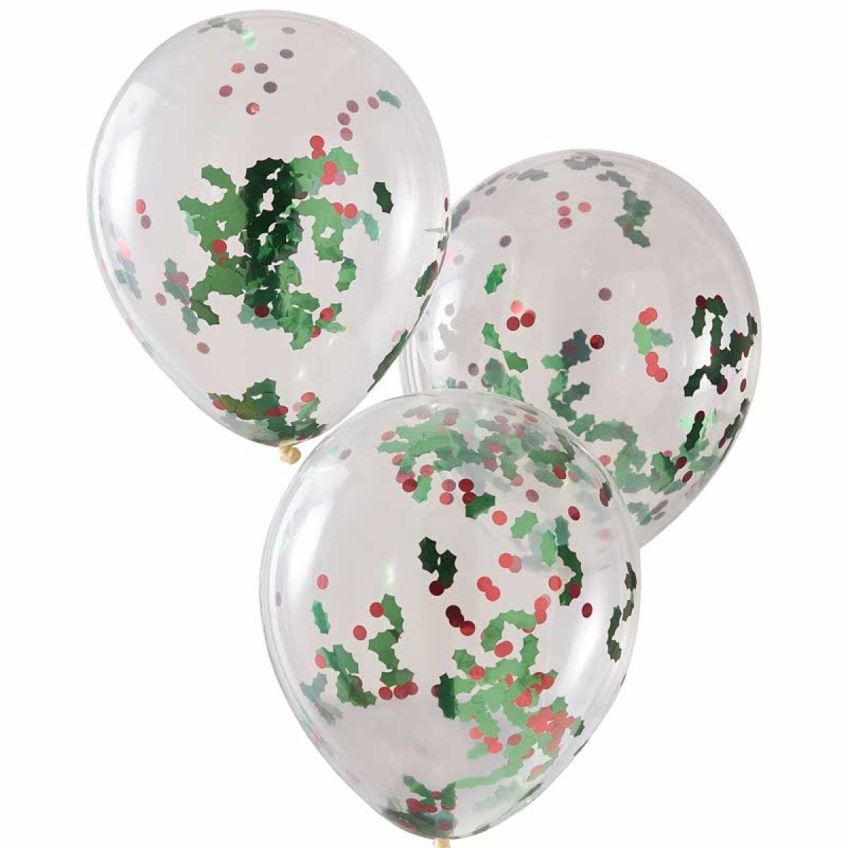 Holly & Berries Confetti Balloons - 12" Latex (5pk)