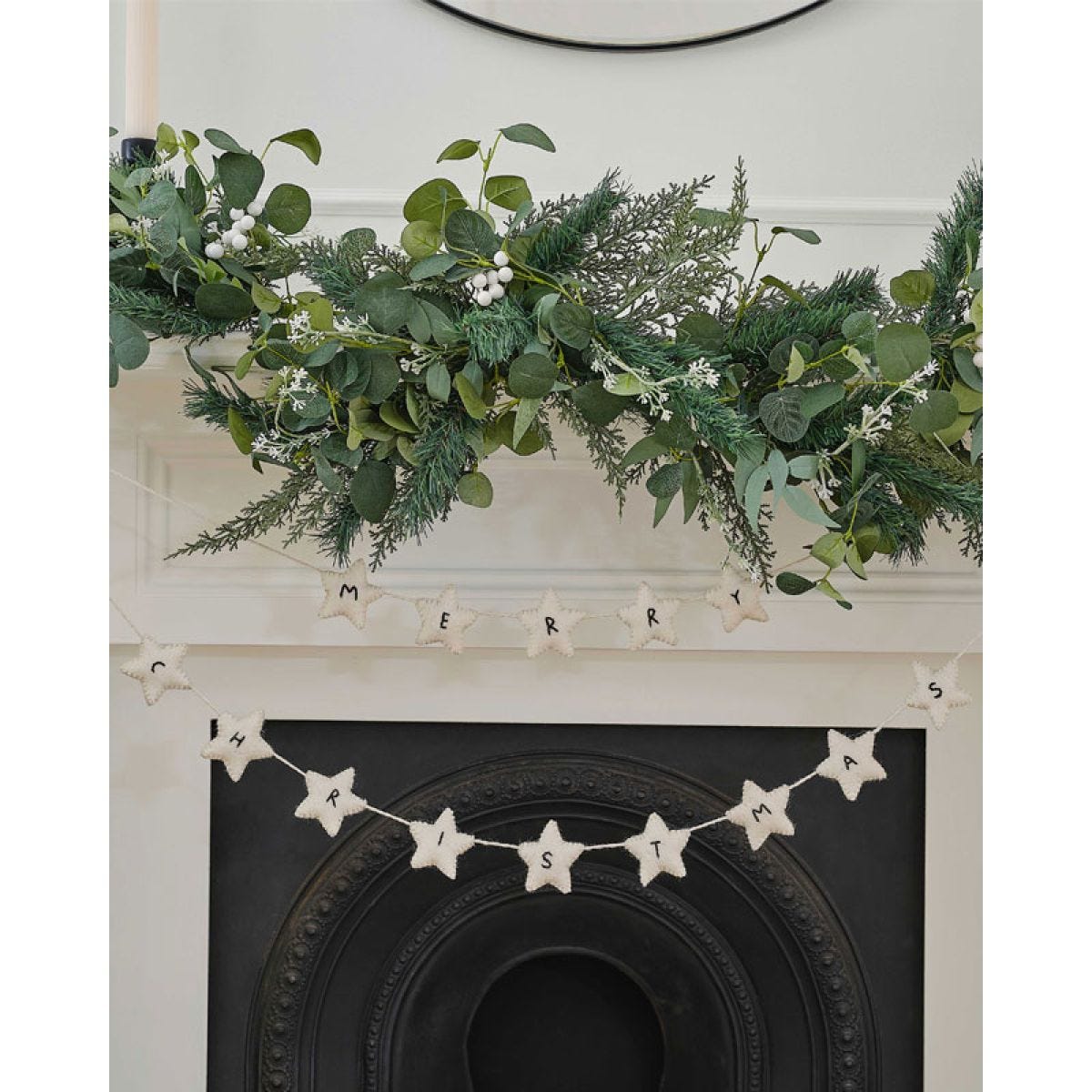 White Felt Merry Christmas Stars Bunting