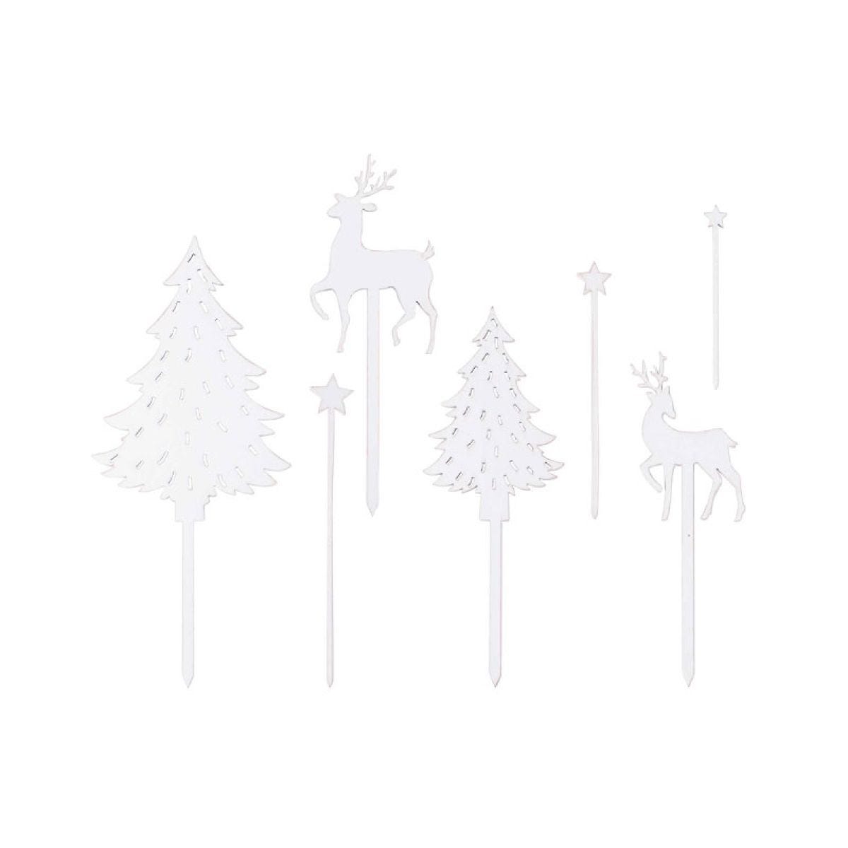White Wood Festive Scene Cake Topper