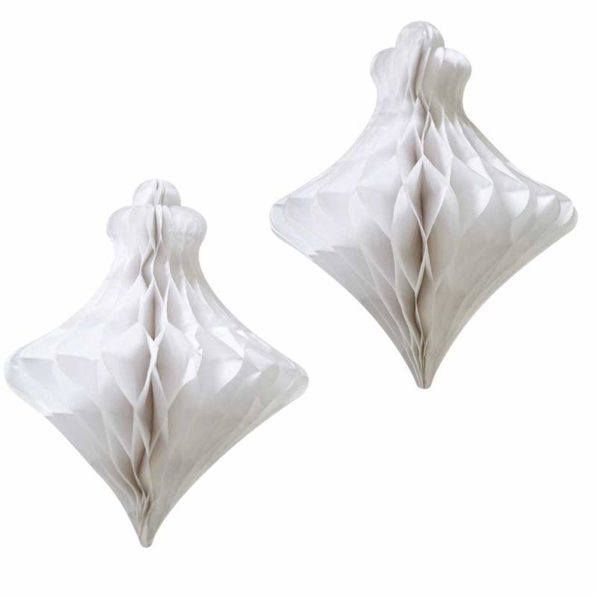 White Paper Honeycomb Baubles - 40cm (2pk)