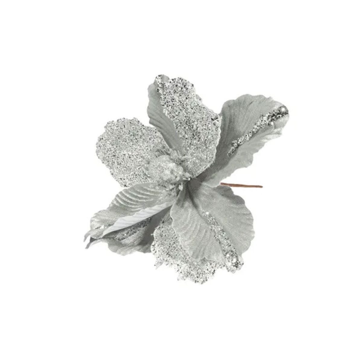 Silver Glitter Magnolia - 26cm