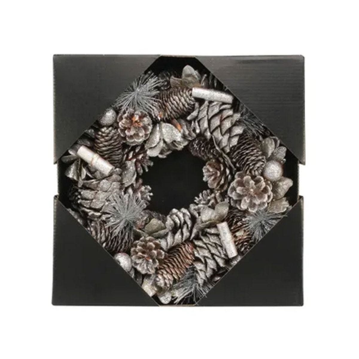 Silver Glitter Cinnamon Wreath - 30cm