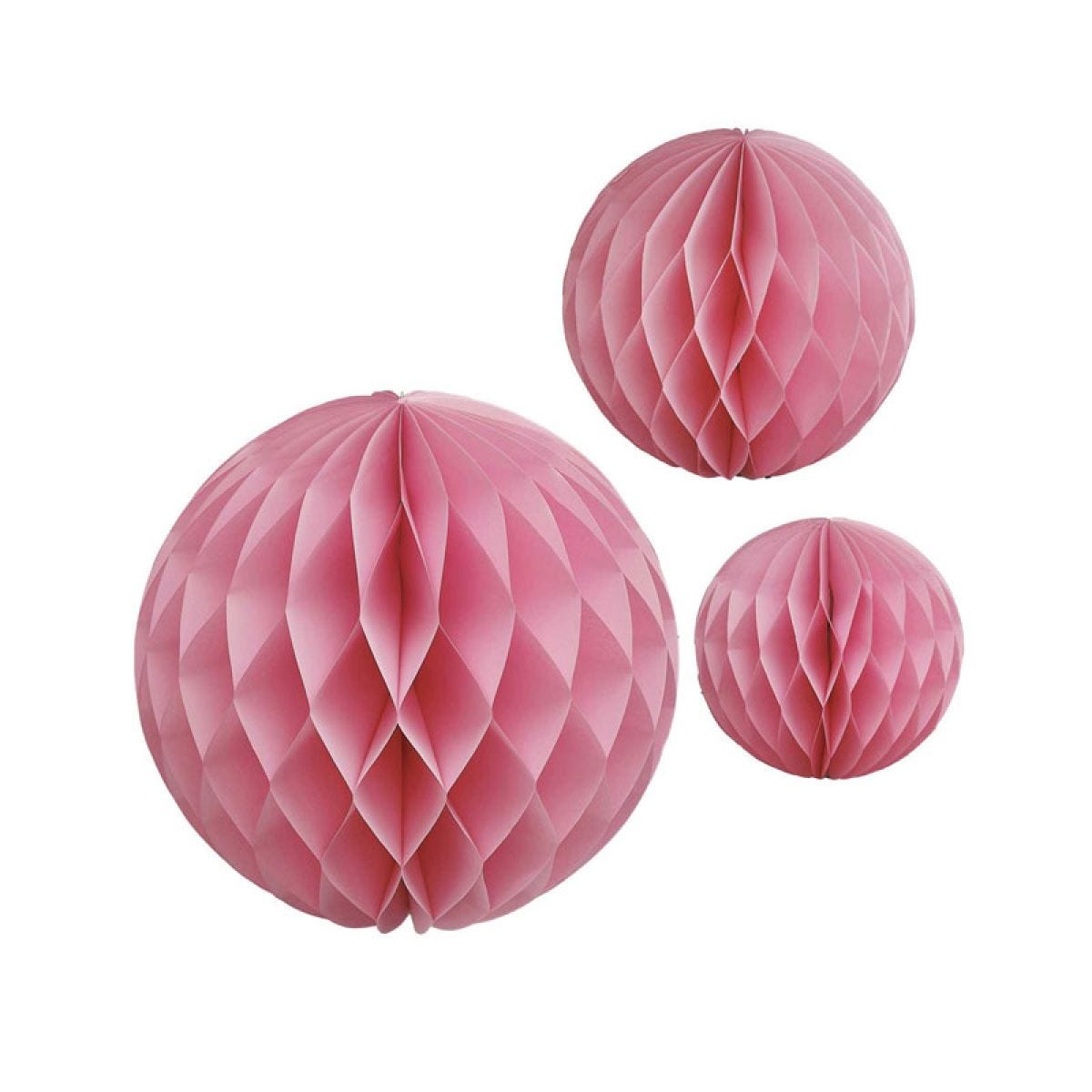 Light Pink Paper Honeycomb Hanging Decorations (3pk)