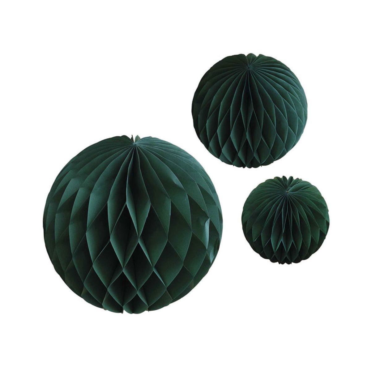 Green Paper Honeycomb Hanging Decorations (3pk)