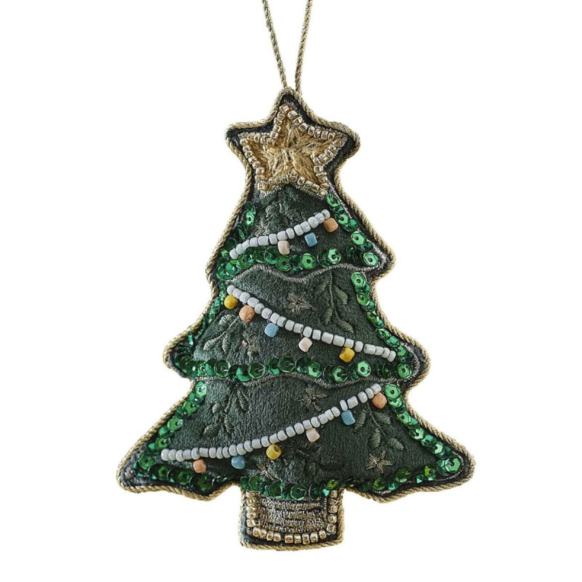 Velvet Embroidered Tree Decoration