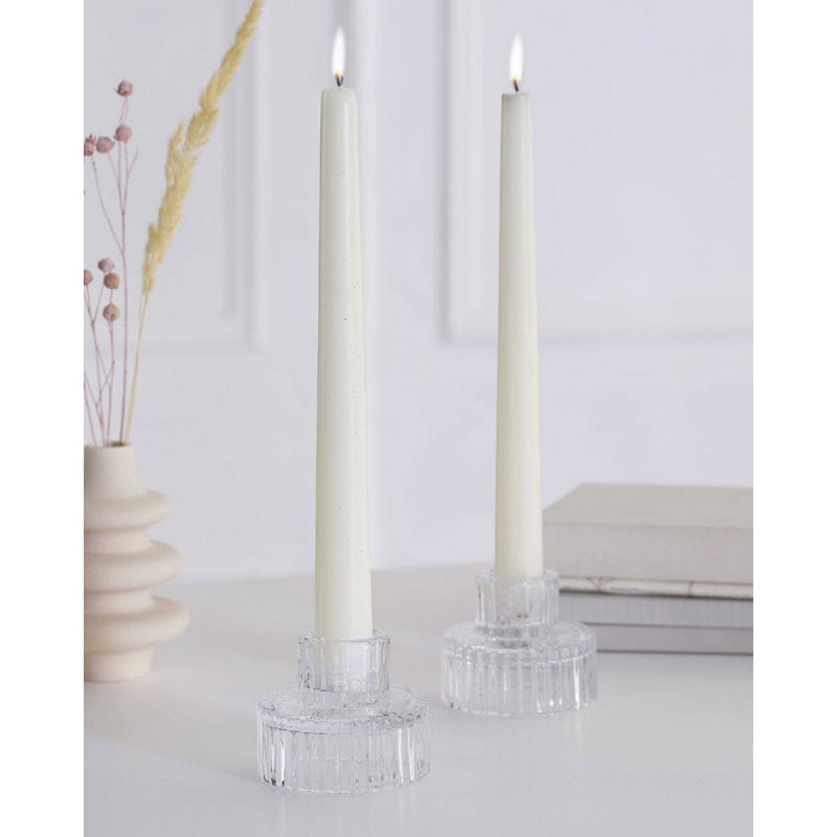Glass Dinner Candle Holders (2pk)