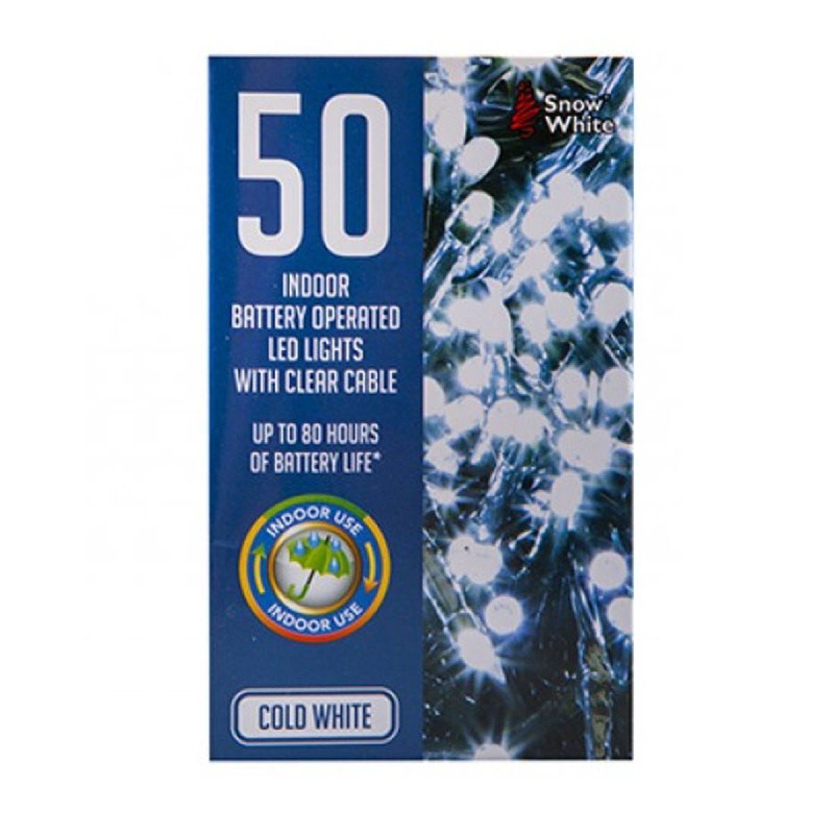 50 Cold White LED Lights - Battery Operated