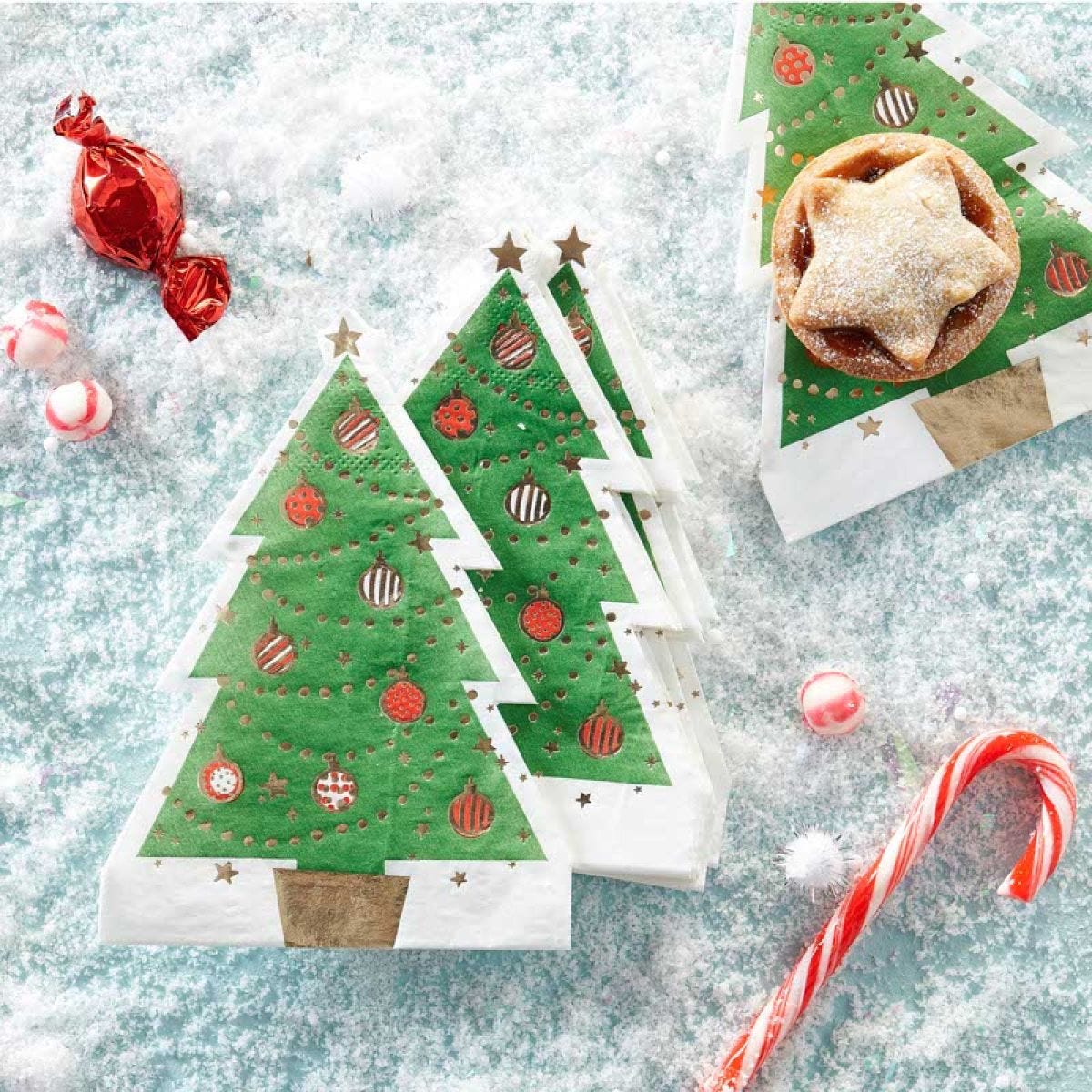 Christmas Tree Shaped Paper Napkins - 32cm (12pk)