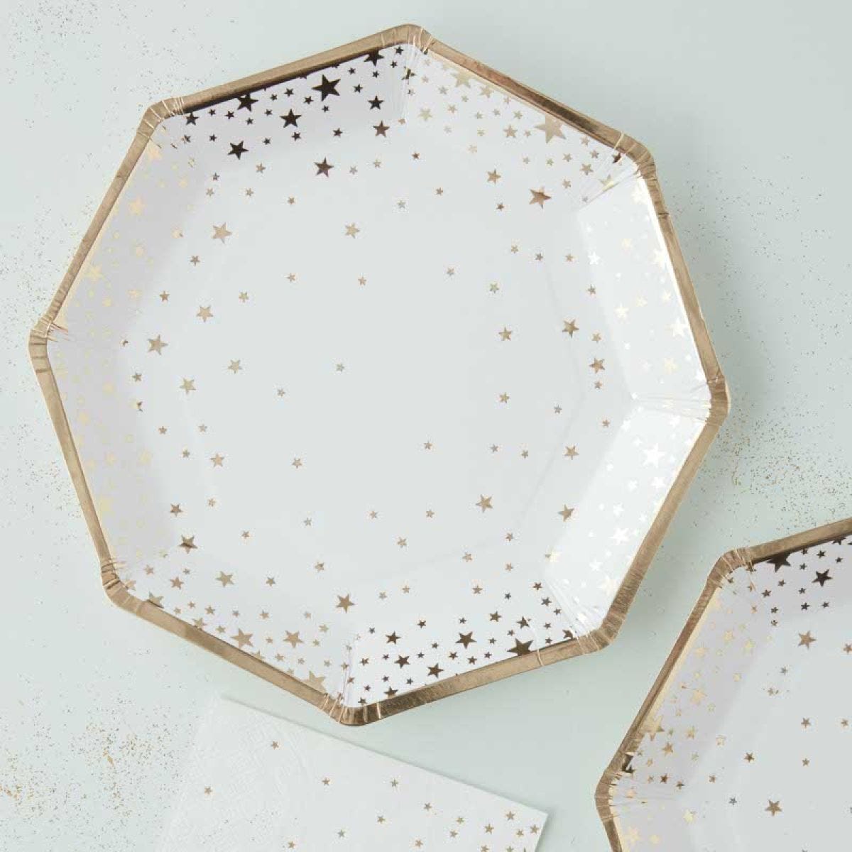 Gold Foil Star Paper Plates - 23cm (8pk)