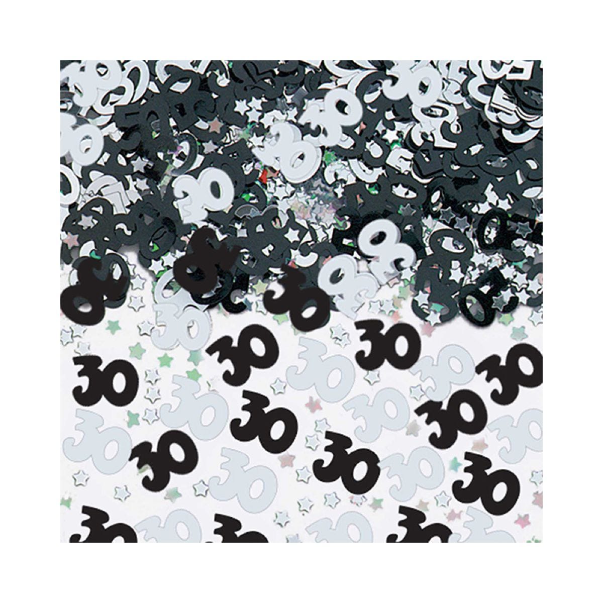 30th Birthday Black & Silver Table/Invite Confetti - 14g