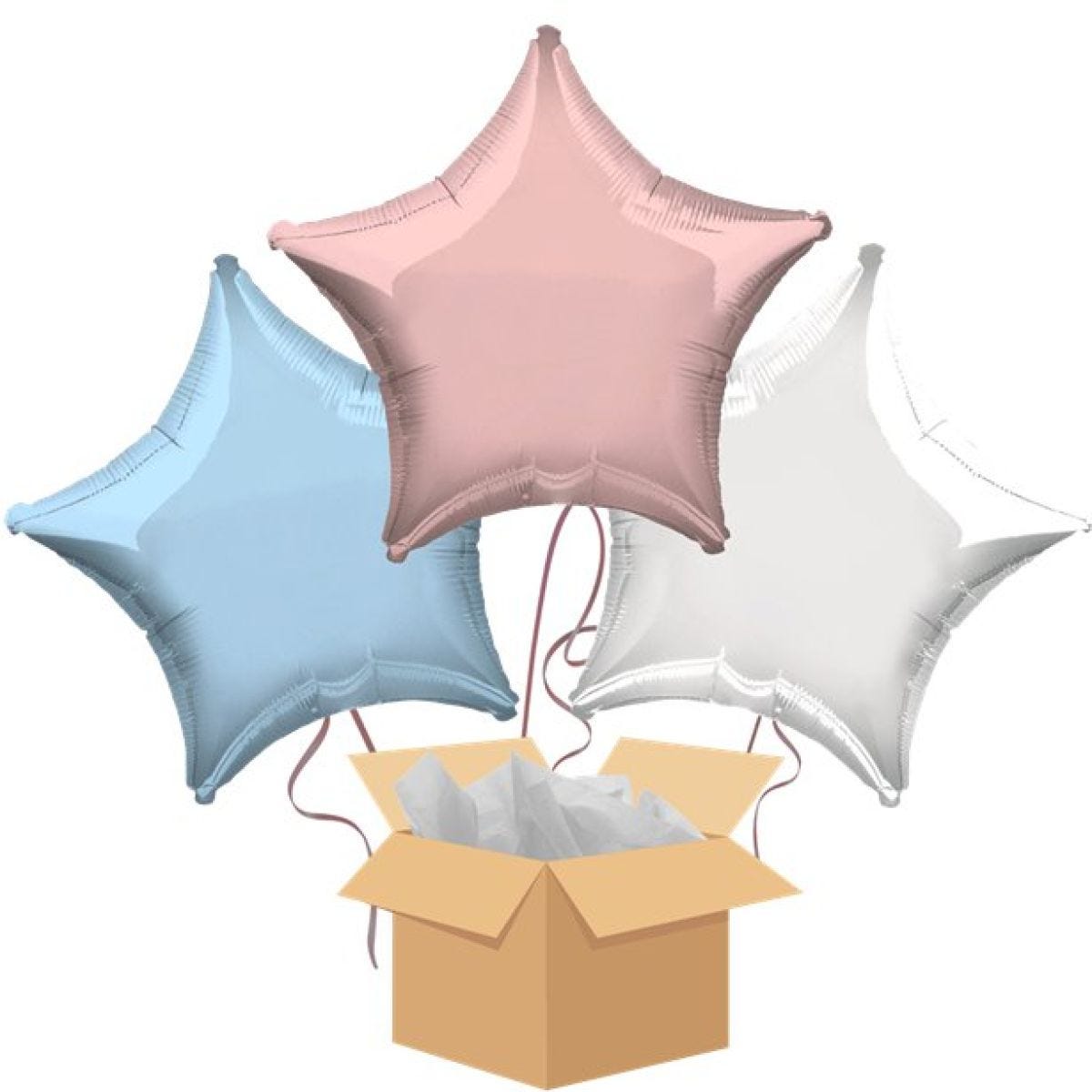 Pastel Stars Balloon Bouquet - Delivered Inflated