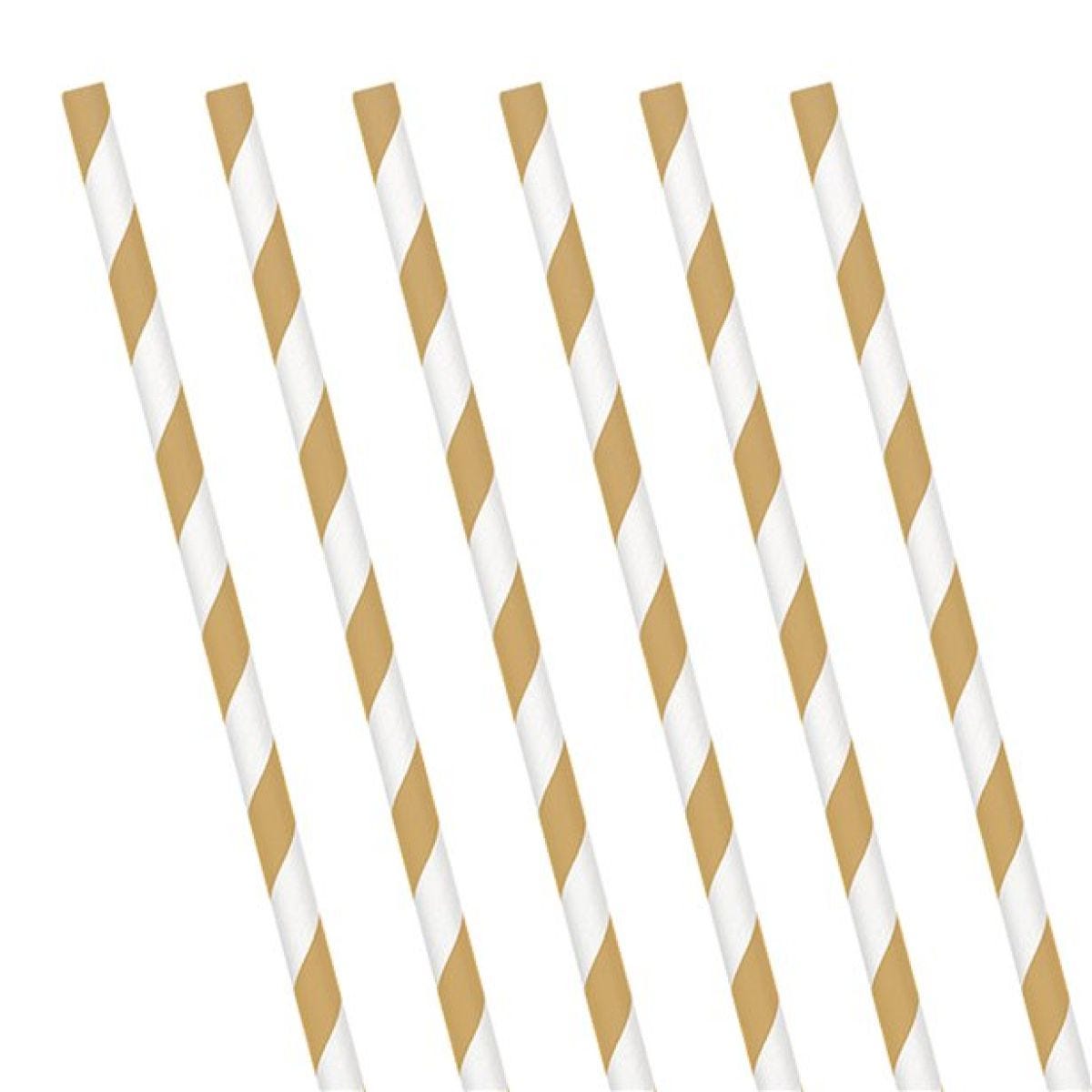 Gold Stripe Paper Straws (24pk)