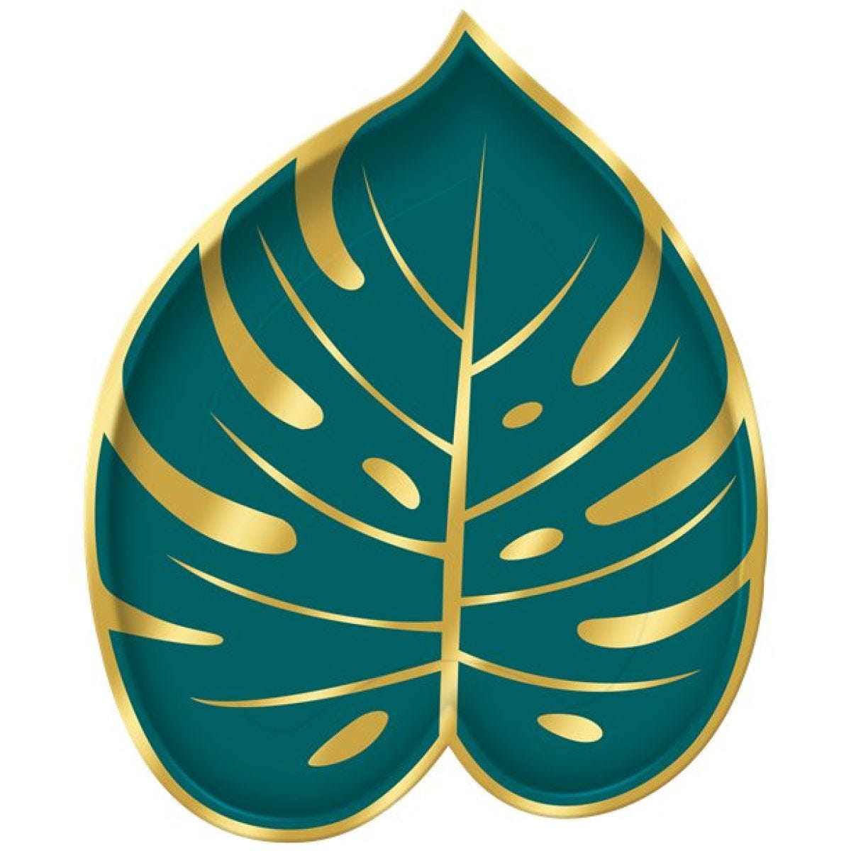 Palm Leaf Shaped Metallic Paper Plates - 18cm (8pk)