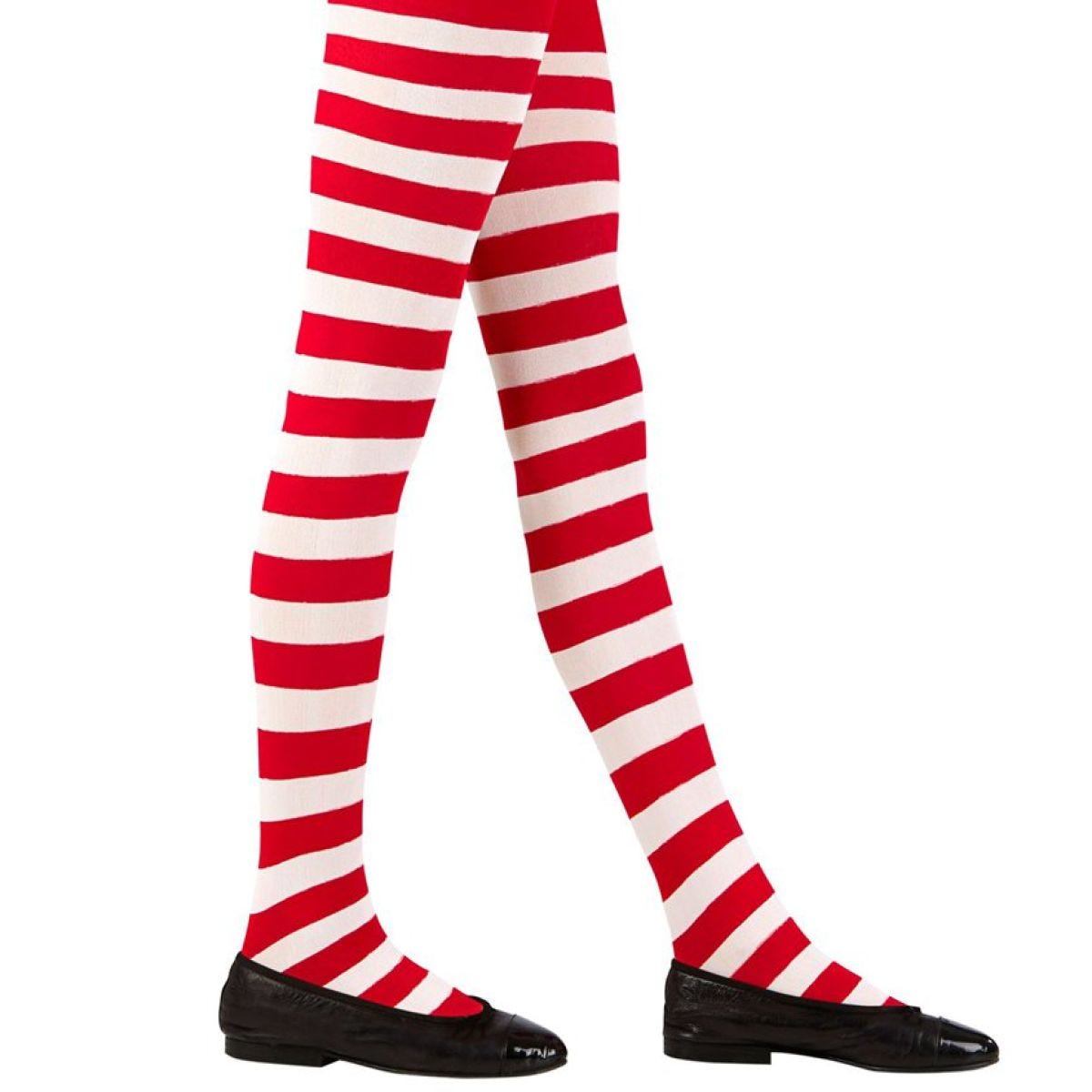 White & Red Striped Tights - Child 4-6 Years | Party Delights