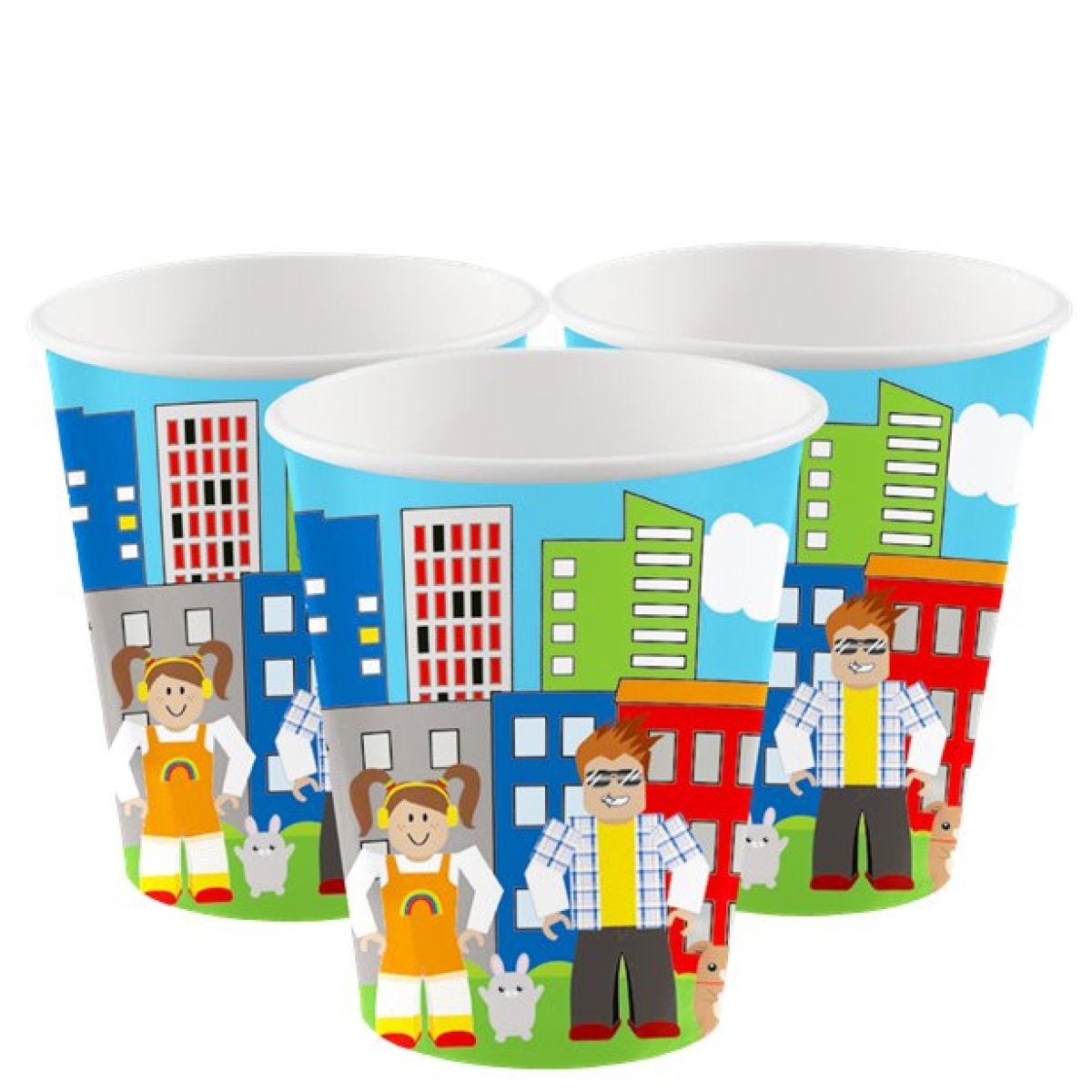 Party Town Paper Cups - 250ml (8pk)