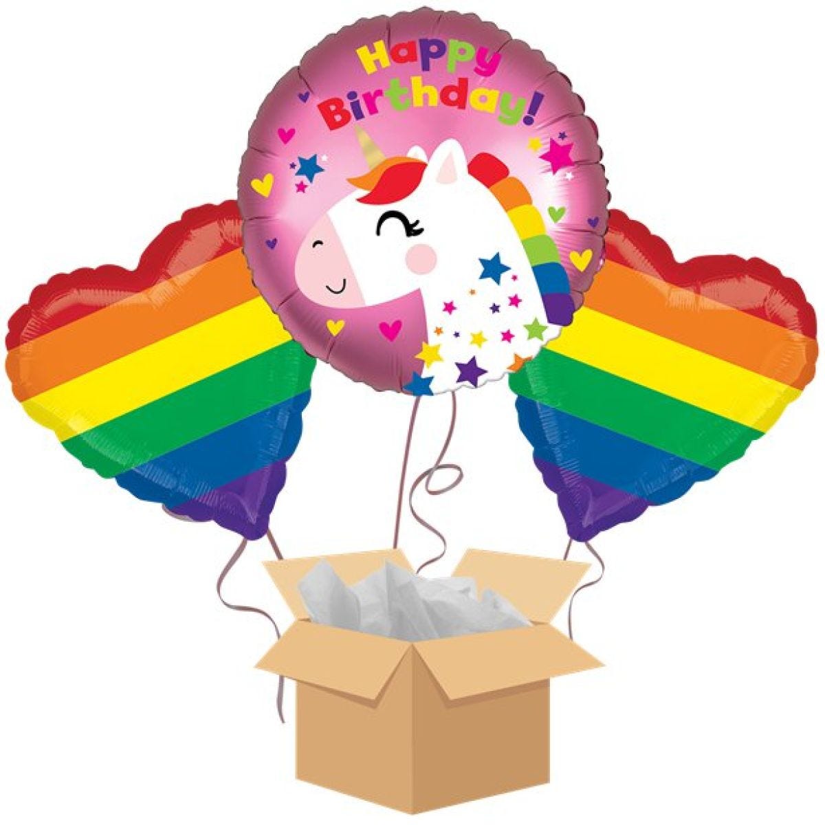 Unicorn Rainbow Birthday Balloon Bouquet - Delivered Inflated