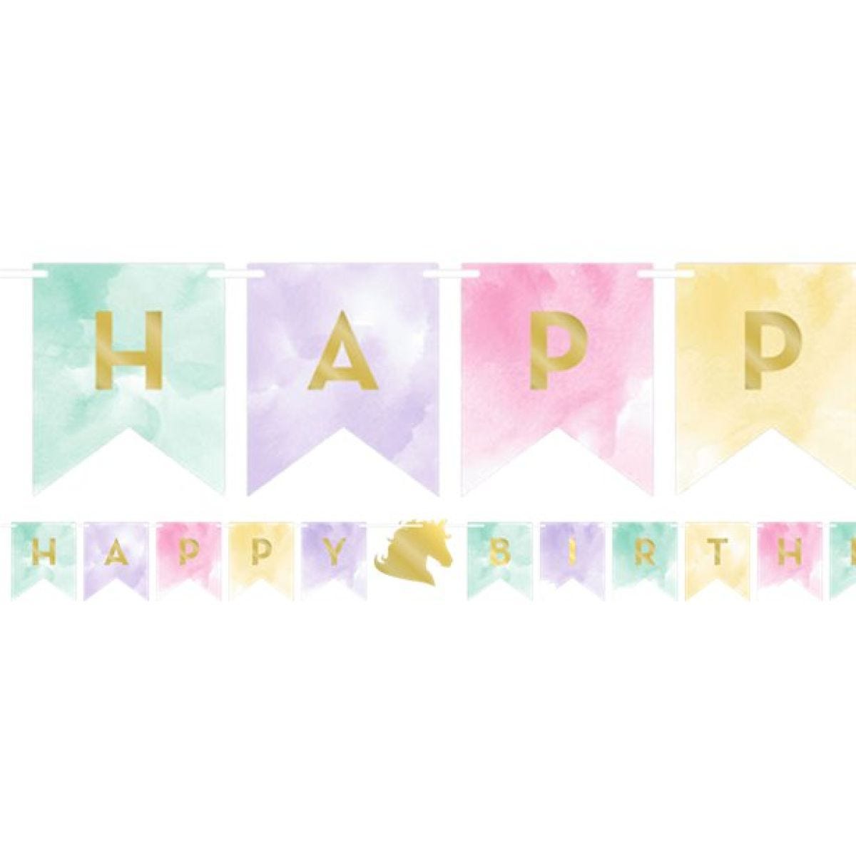 Unicorn Sparkle &apos;Happy Birthday&apos; Paper Banner - 2.4m