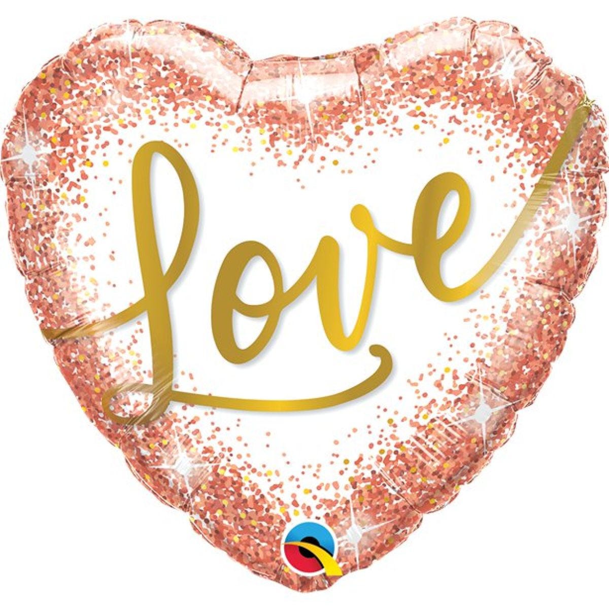 Love Rose Gold Glitter Balloon - 18" Foil