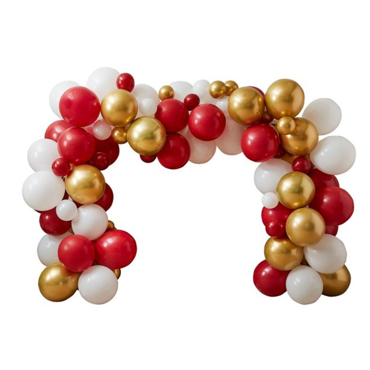 Gold, Red & White Balloon Arch