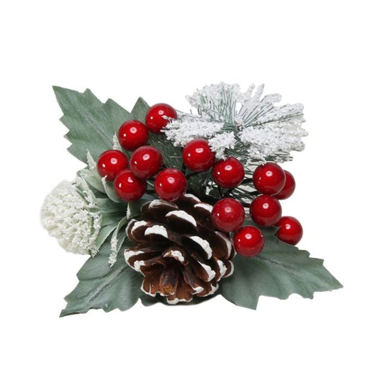 Red Snowy Berry, Spruce and Cone Pick