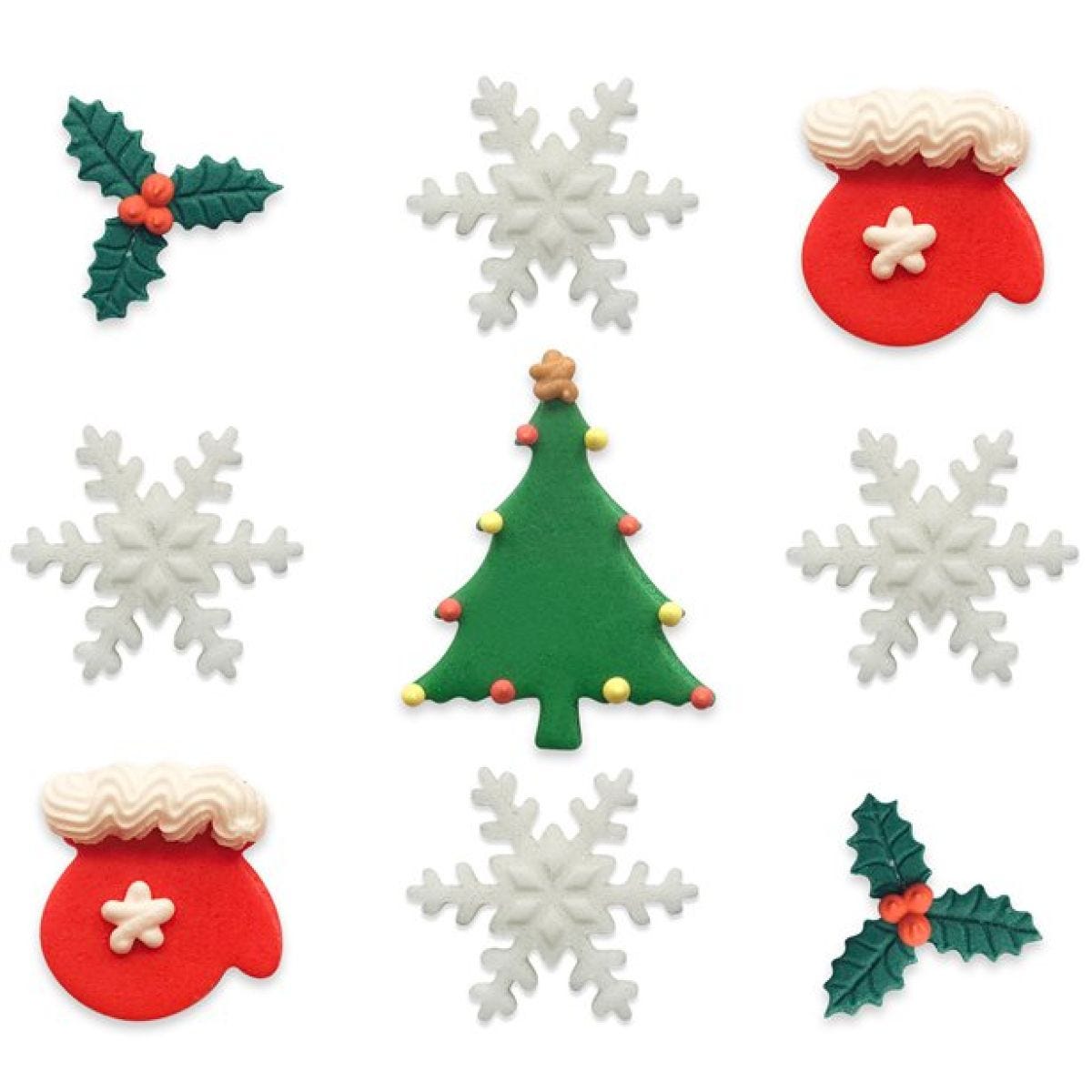 Merry Little Christmas Assortment Sugar Cake Toppers - 9pk