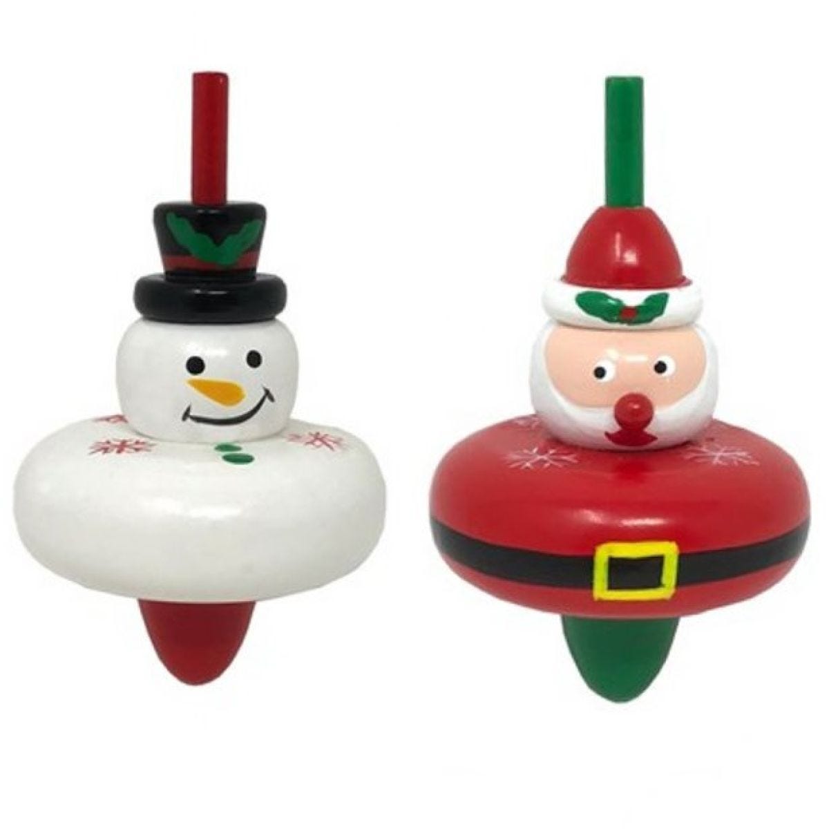 Wooden Christmas Spinning Top - 8cm