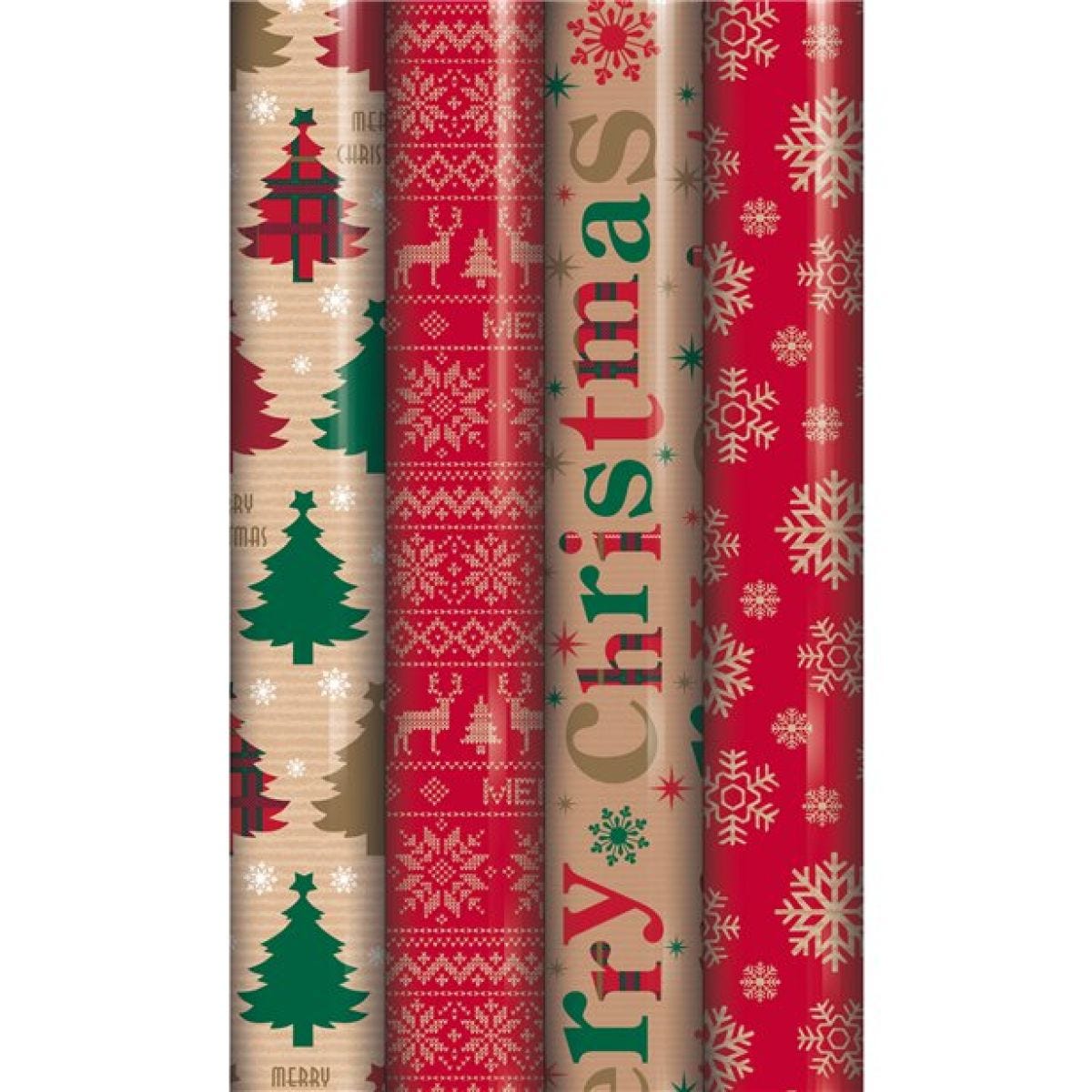 Kraft Wrapping Paper Roll 4m - Assorted Designs