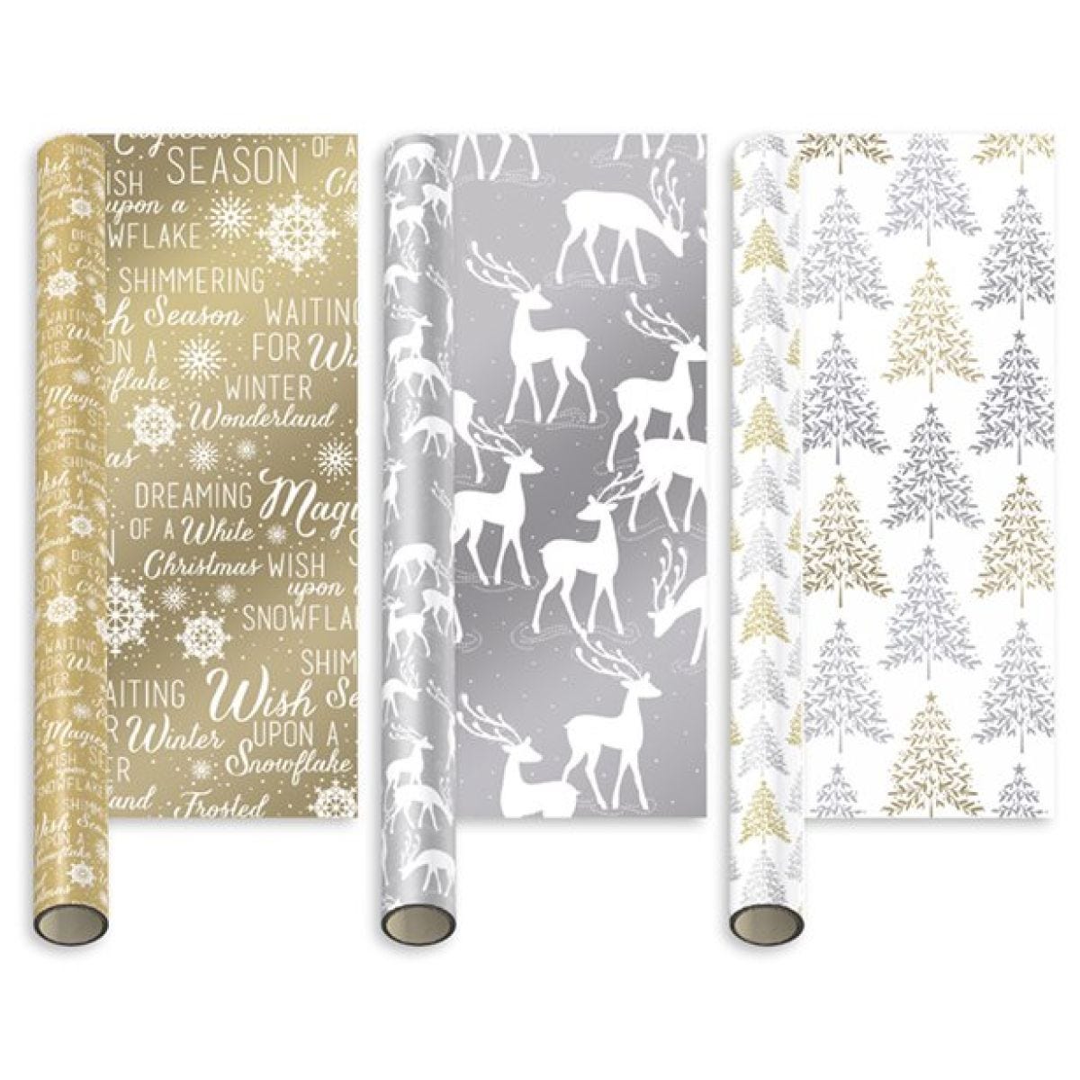 Mixed Metallic Christmas Gift Wrap - 4m