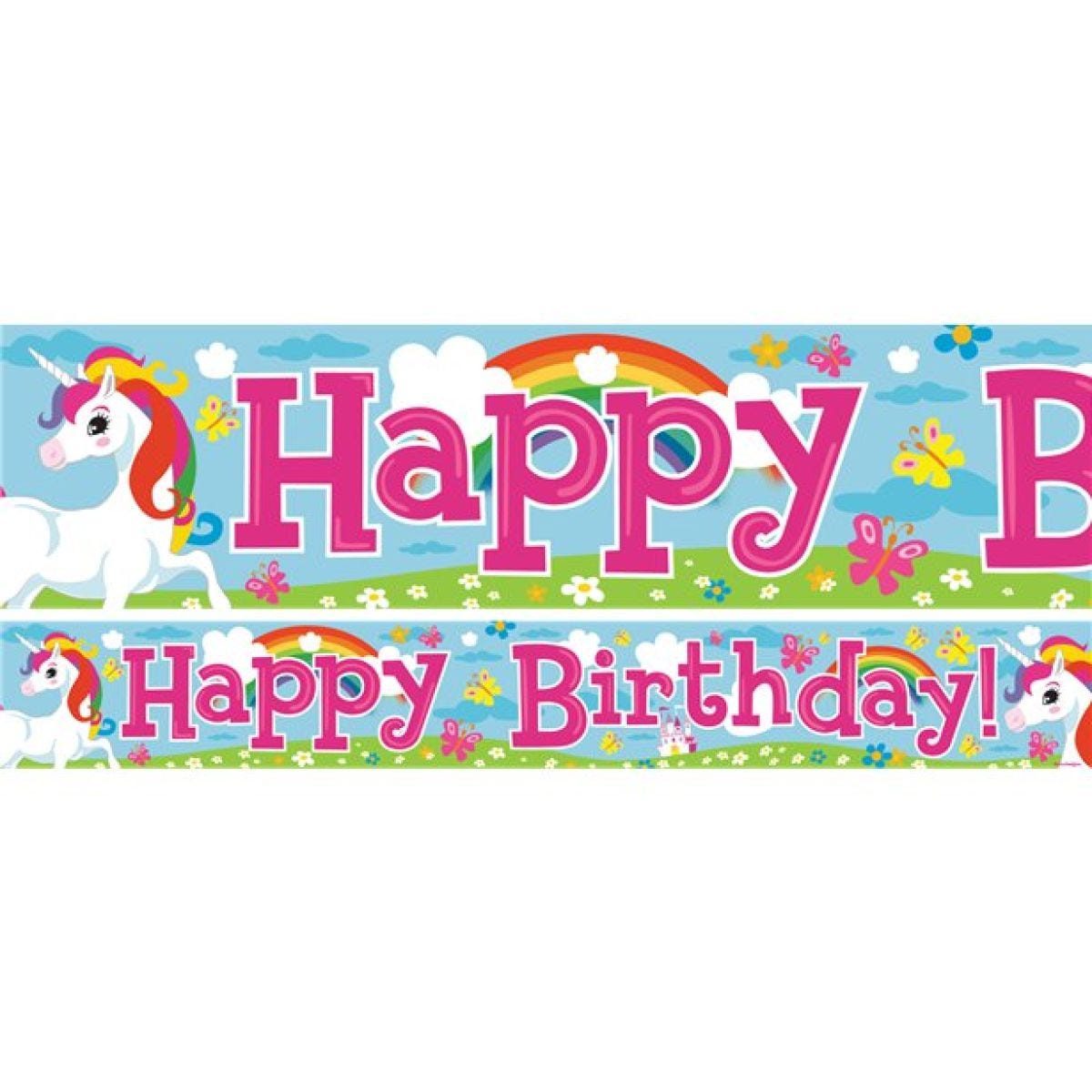 Unicorn Happy Birthday Paper Banners - 1m (3pk)