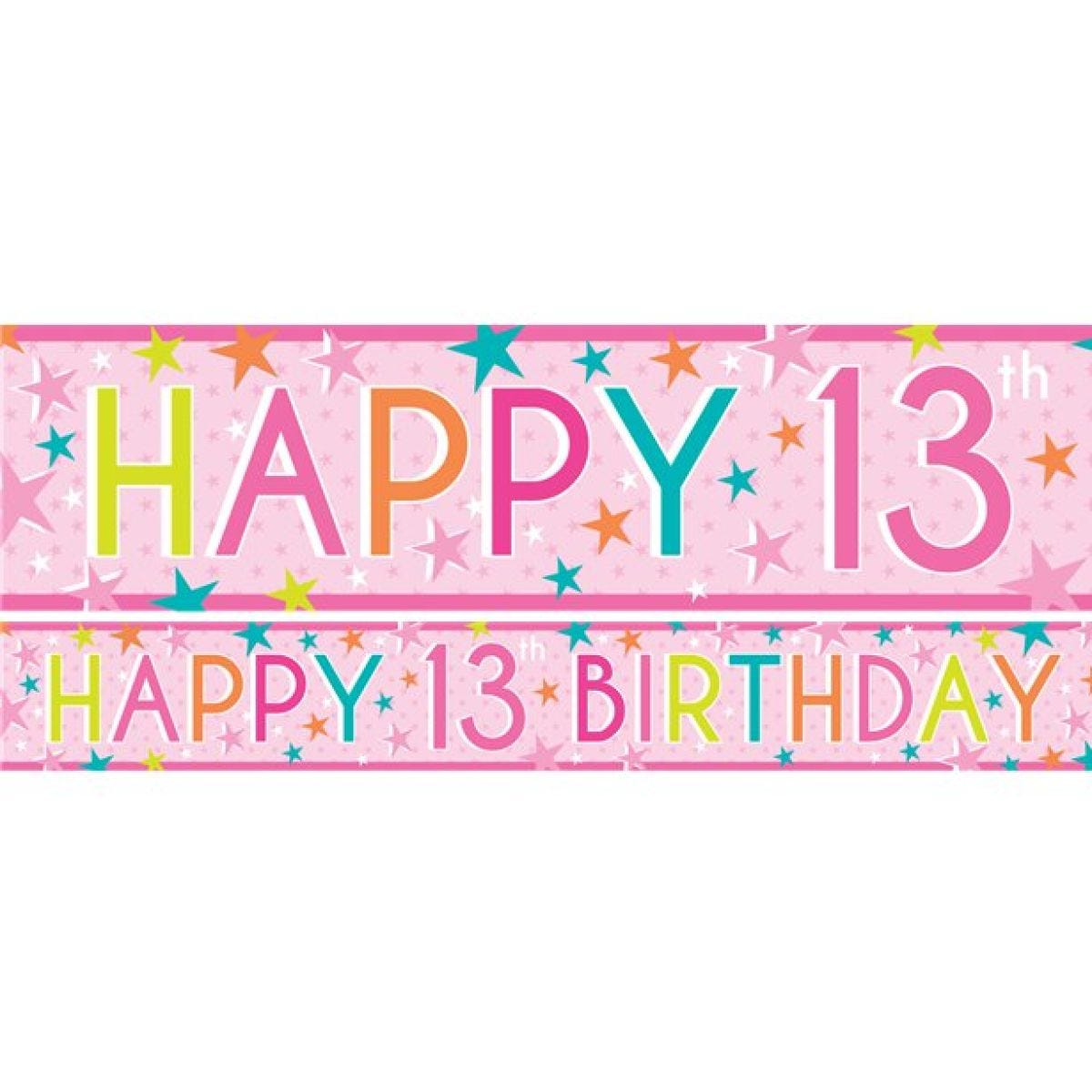 Girls 13th Birthday Paper Banners - 1m