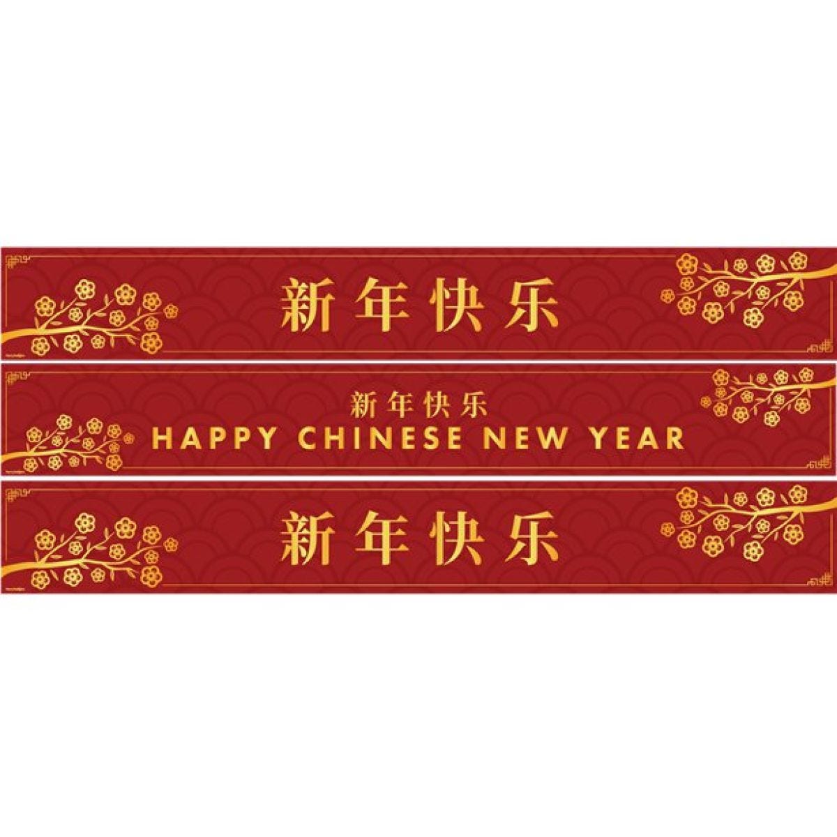 Happy Chinese New Year Paper Banners - 1m (3pk)